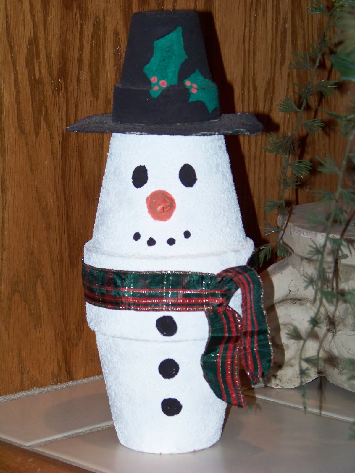 Kids Christmas Craft - Clay Pot Snowman title=