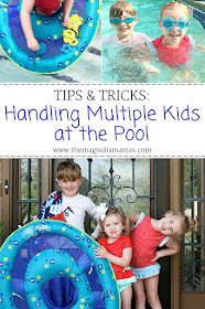 Tips & tricks for parents bringing multiple kids to the pool. How to survive and have fun while bringing more than one child to the pool. Keep safe and have fun with SwimWays Baby Spring Float Activity Center! #SwimWays #BabySpringFloat, #SpringFloat, #FloatWithSwimWays, #IC #ad