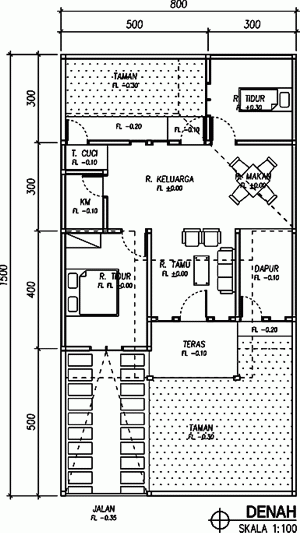 denah gambar rumah tipe 60