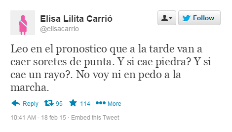 CARRIÓ NO VA A LA MARCHA DEL 18F: -NO VOY NI EN PEDO, VA A CAER PIEDRA-