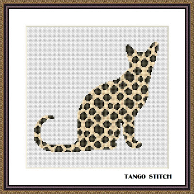 Animal print ornament cats cross stitch Set of 6 patterns, Tango Stitch