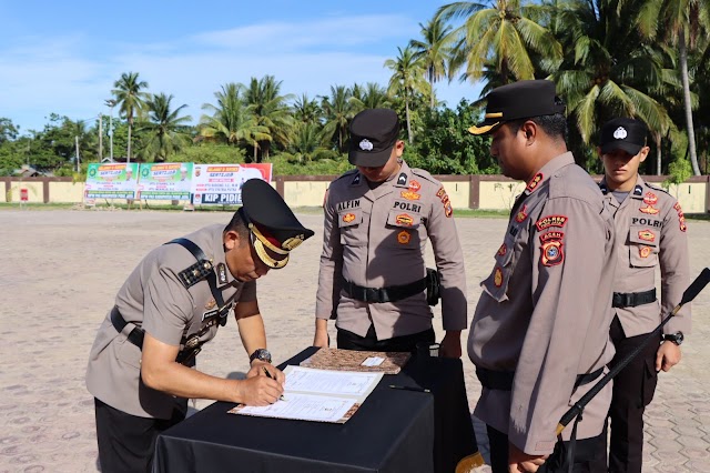 Kapolres Pidie Jaya Pimpin Upacara Sertijab Kabag Ops, Kabag Log, Kasat dan Kapolsek