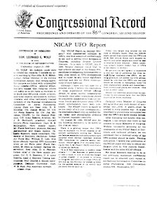 Congress, UFOs, NICAP and The CIA