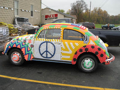 ping pong balls on an old 1971 Volkswagen Beetle named The Last Cup