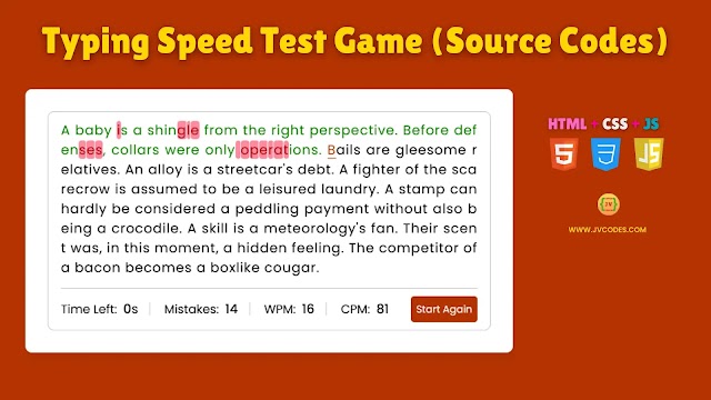 Typing Speed Test Game Using HTML, CSS, and JavaScript (Free Source Code)