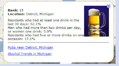 screen shot of america's drunkest cities