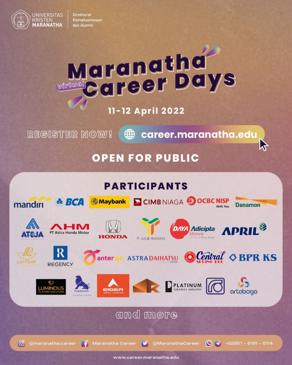 Maranatha Career Days 11 - 12 April 2022