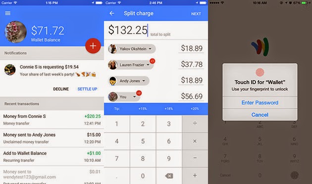 Google Wallet para el iOS añade soporte TouchID,, dividir el pago entre varias personas de la lista de contactos y Mas