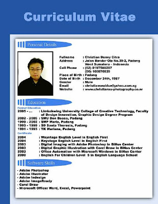 curriculum vitae bahasa inggris