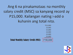  SSS members who become sick can claim for sickness benefits. However, the sickness benefit may vary depending on the monthly contribution of the member.   For your guide on SSS sickness benefit claim, you may refer to the information and example  below.     Sickness Benefit Computation The amount of a member's sickness benefit per day is equivalent to ninety percent (90%) of the member's average daily salary credit.      Benefit Computation:  1. Exclude the semester of sickness.    -A quarter refers to three consecutive months ending March, June, September or December.     -A semester refers to two consecutive quarters ending in the quarter of sickness.                           Example: An SSS member got sick for 20 days on the month of September 2012.     The quarter of sickness will include the months of July, August and September.    And the semester of sickness will be from April 2012 to September 2012. The semester of sickness will be excluded in the computation.    2. Count 12 months backwards starting from the month immediately before the semester of sickness.   3. Identify the six (6) highest MSCs within the 12-month period. Monthly salary credit (MSC) means the compensation base for contributions and benefits related to the total earnings for the month.    The maximum covered earnings or compensation is P16,000, effective January 1, 2014. Please refer to the following table:    Monthly salary credit salary credit means the compensation base for contributions and benefits related to the total earnings for the month.     4. Add the six (6) highest MSCs to get the total MSC.     5. Divide the total MSC by 180 days to get the ADSC.     6. Multiply the ADSC by ninety percent (90%) to get the daily sickness allowance.     7. Multiply the daily sickness allowance by the approved number of days to arrive at the amount of