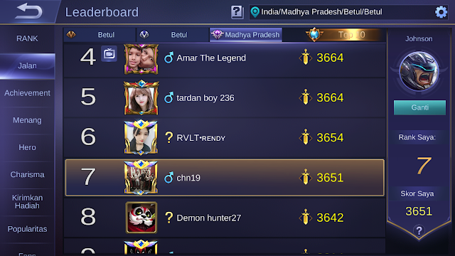 trik mudah membuat hero anda menjadi top GLOBAL di mobile legend