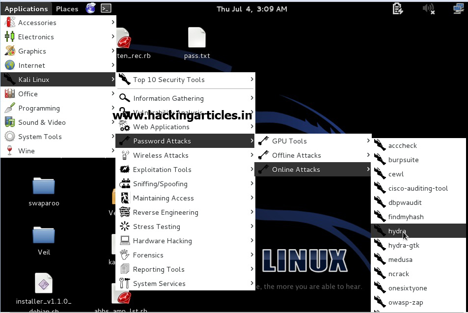 Hack Gmail Password using Hydra in kali Linux