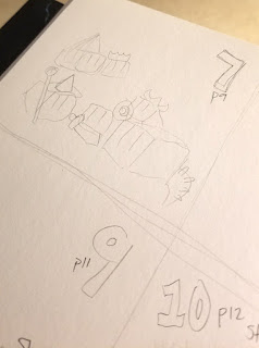 A rough pencil sketch for page 9 of "Counting Toasters 1 to 10" by Haley McAndrews.