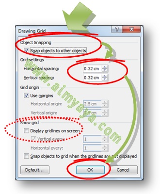 Saat anda bekerja dengan memakai object baik itu berupa  Ahli Matematika Cara Mengaktifkan dan Mengatur Grid dan Snap Objects di Ms Word