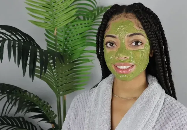 A woman wearing Qasil Powder face mask