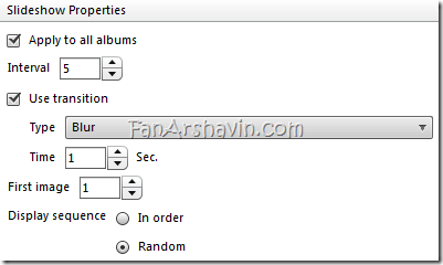 Slideshow Properties
