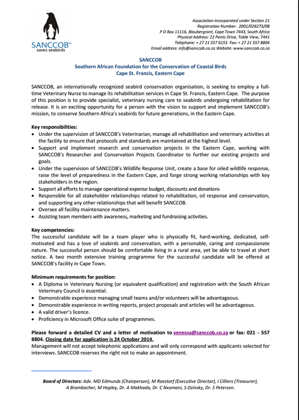 Cover letter for veterinary nurse