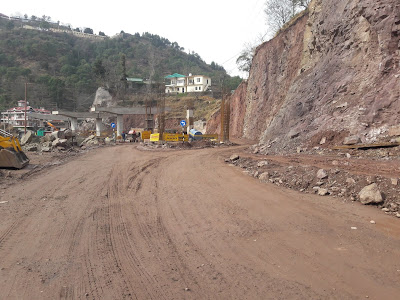 Under constructed road divided into two on Solan bypass