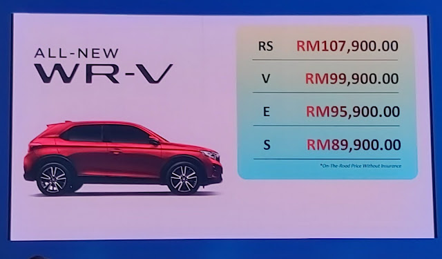 Senarai Harga Rasmi Honda WRV 2023 Untuk 4 Pilihan Bermula RM89K