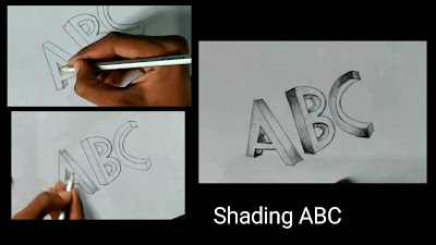 How to shade words, shading ABC, graphite pencils drawing, 3d drawing of words, easy to draw, drawing for kids, learn to draw words