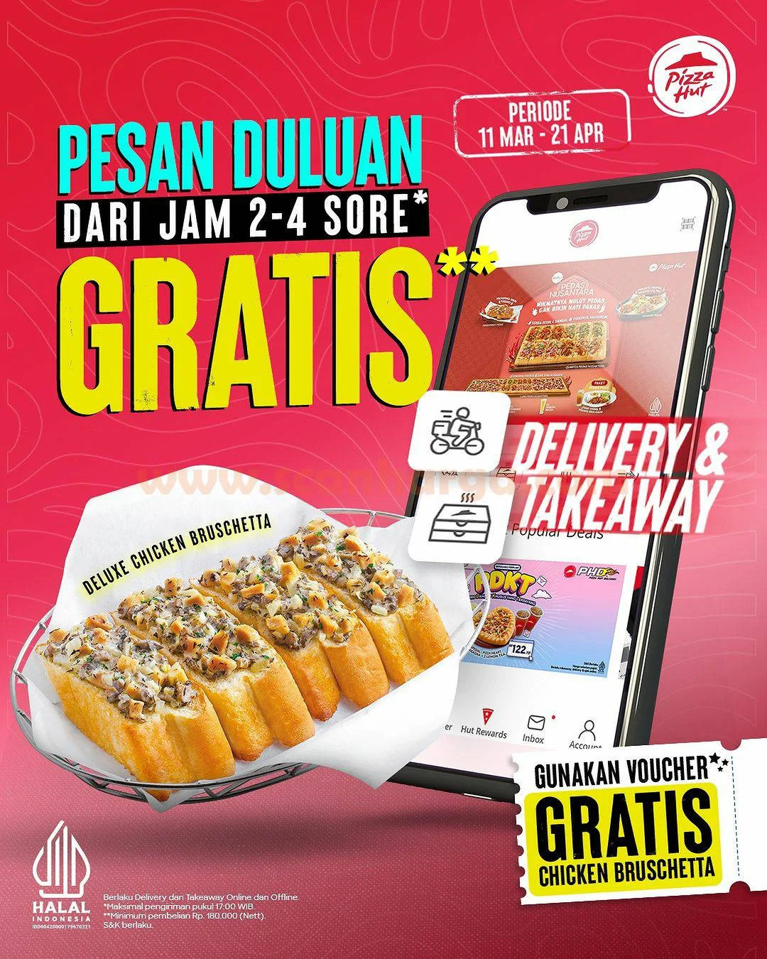 Promo PIZZA HUT Pesan DULUAN Dapat GRATIS Chicken Bruschetta