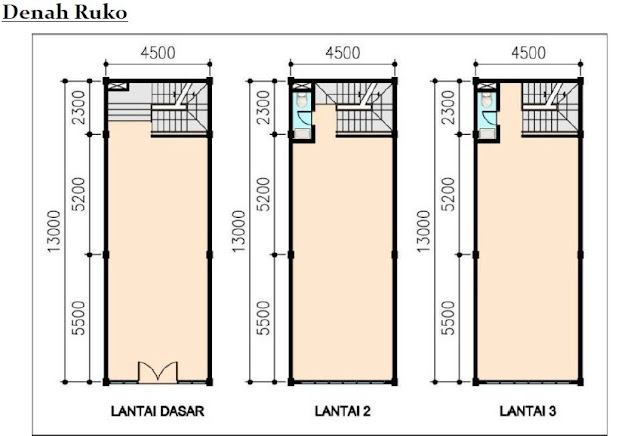 Denah Ruko sederhana 3 lantai , REFERENSI RUMAH