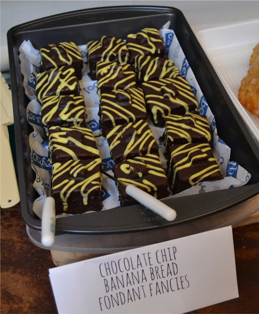 chocolate chip banana bread fondant fancies