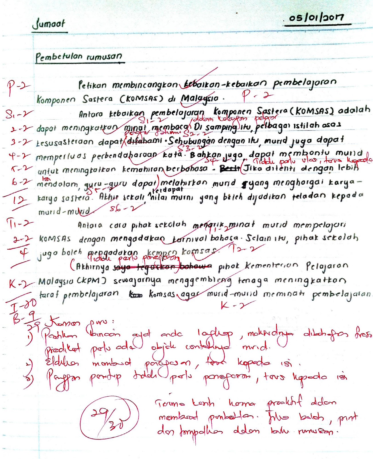 Laman Bahasa Melayu SPM ULASAN ATAU KOMEN HASIL LATIHAN RUMUSAN