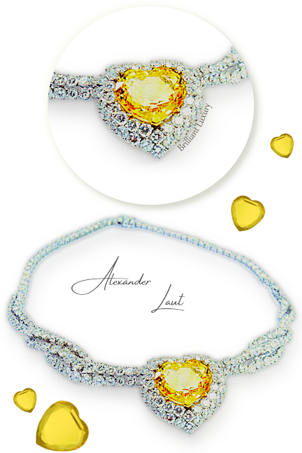 ♦Alexander Laut The Queen 27.65ct yellow sapphire diamond necklace #jewelry #brilliantluxury