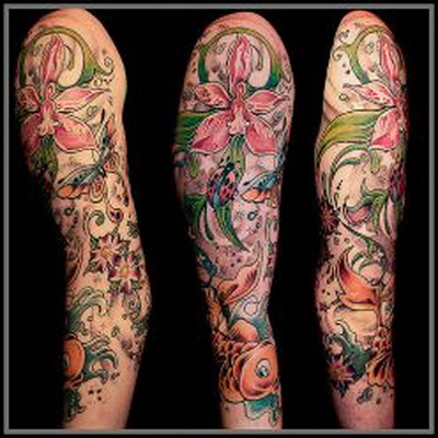 flower sleeve tattoo. flower tattoos are another