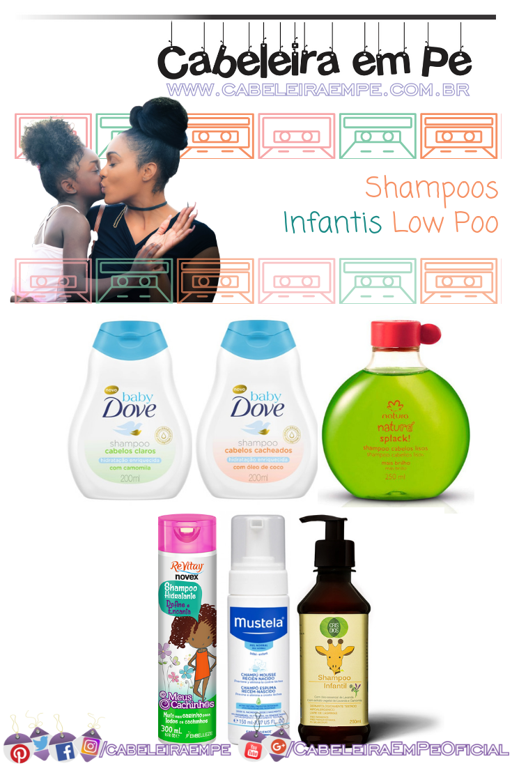 Shampoos Infantis sem sulfato das marcas Dove Baby, Natura, Embelleze, Mustela e Cris Dios - Produtos Low Poo Infantil