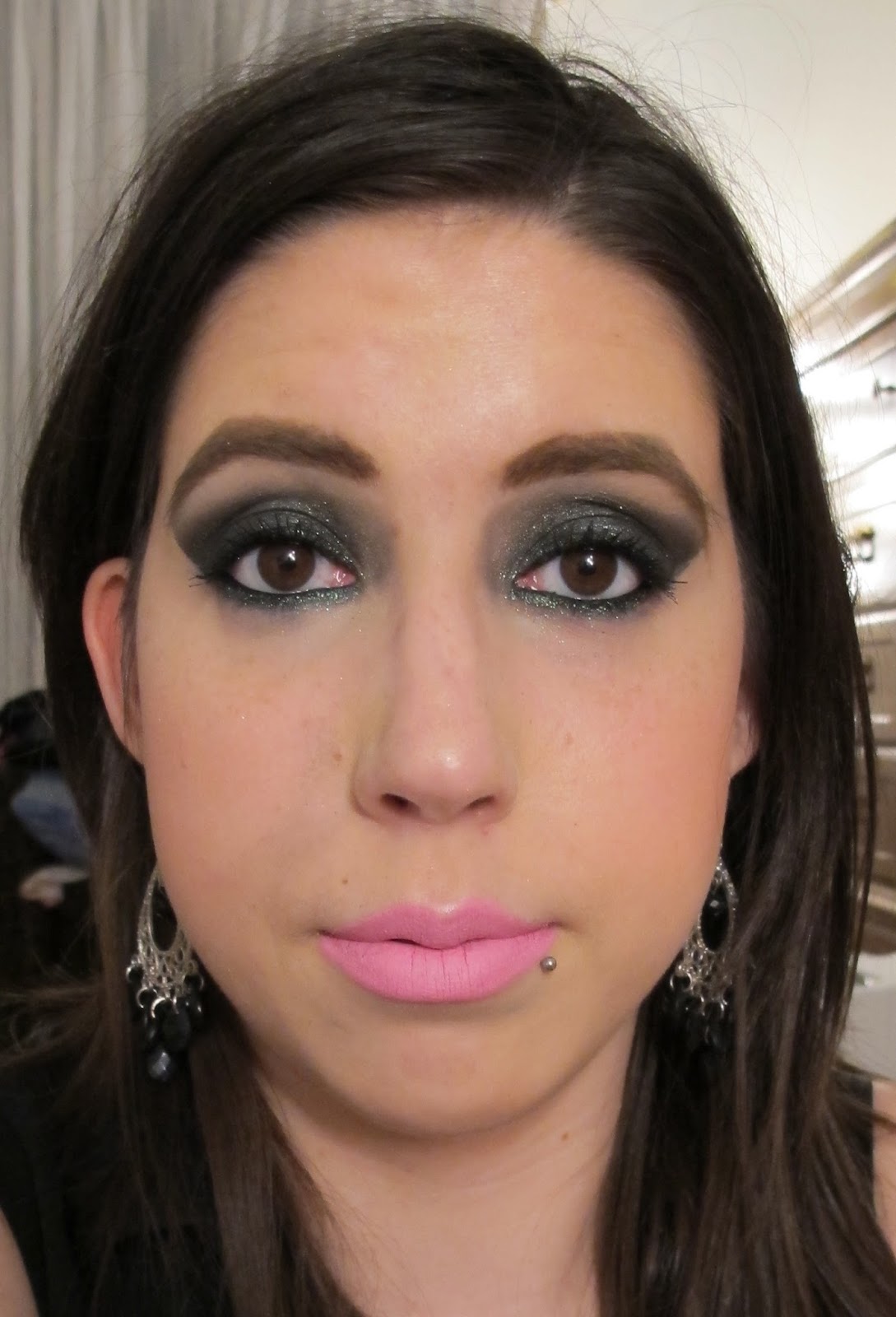 Steph Stud Makeup Dark Smokey Sparkly Green Eyes Using MAC