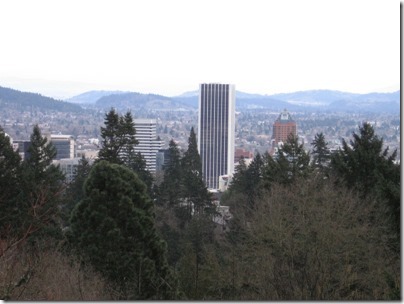 IMG_2611 Wells Fargo Center from the East Side of the Pavilion at the Portland Japanese Garden at Washington Park in Portland, Oregon on February 27, 2010