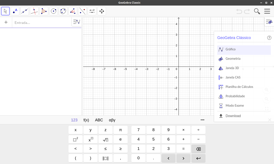 1) Execute o GeoGebra.