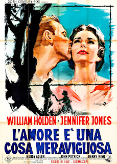 L'AMORE È UNA COSA MERAVIGLIOSA. Cartel: 100 x 140 cms. Italia. Arte: Angelo Cesselon. Imprenta: A.G.A.F. - A.R- Senatori. LA COLINA DEL ADIÓS. Love is a Many-Splendored Thing. 1955. Estados Unidos. Dirección: Henry King. Reparto: Jennifer Jones, William Holden, Isobel Elsom, Richard Loo, Torin Thatcher, Murray Matheson, Jorja Curtright, Virginia Gregg.