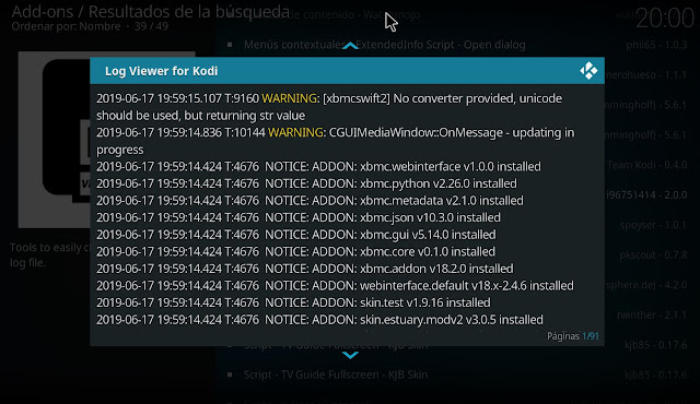 log viewer kodi