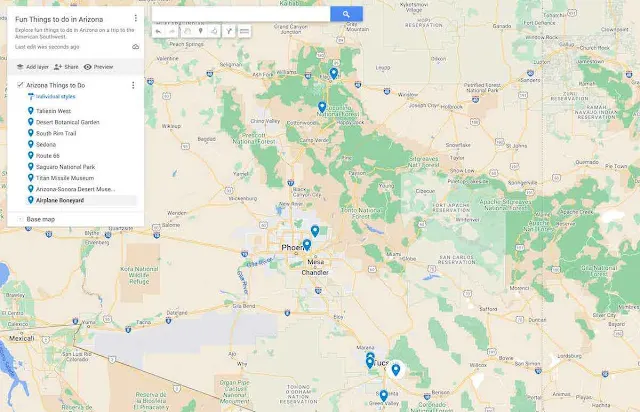 Fun Things to do in Arizona Map