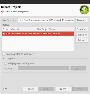 Error select at least one project