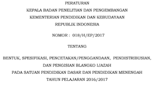 Juknis Penulisan Ijazah SD, SMP, SMA Tahun 2017