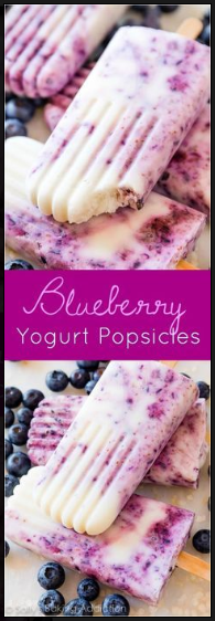 3 Ingredient Blueberry Yogurt Swirl Popsicles.