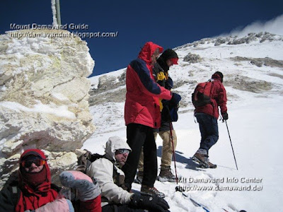 Last rest before real summit at Mt Damavand fake peak Location: Damavand south route, altitude 5400m Photo by A. Soltani