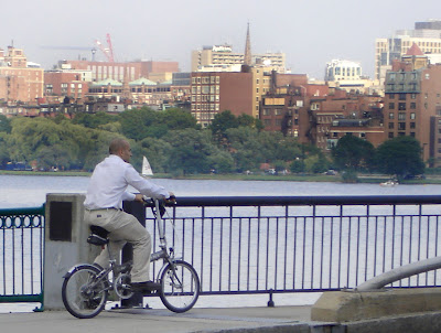 Man on a folding bike
