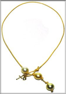South Sea Pearls on Gold Leather 'Room Mother' Necklace