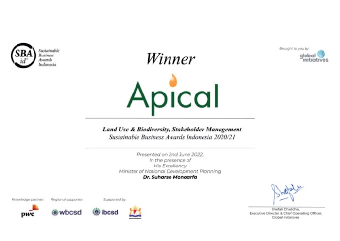 Apical Menangkan Lima Penghargaan di Sustainable Business Award Indonesia 2020/2021 