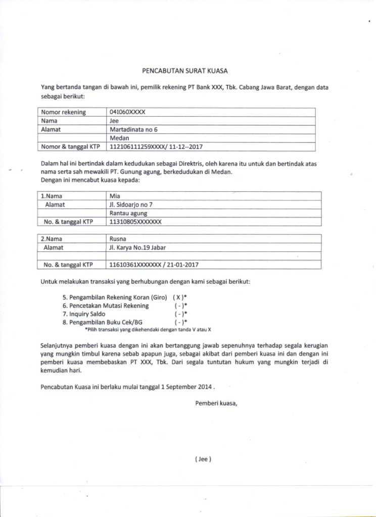 Mencabut surat kuasa untuk menghindari penyalahgunaan