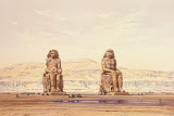 Colossi of Memnon in Thebes by Eduard Hildebrandt - Landscape Drawings from Hermitage Museum