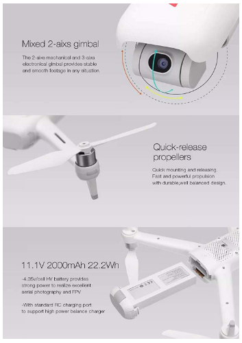 FIMI A3 5.8G 1KM FPV 2-axis Gimbal Drone with 1080P Camera