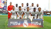 REAL MADRID C. F. Temporada 2022-23. Lunin, Mendy, Kroos, Rüdiger, Casemiro, Benzema. Lucas Vázquez, Marco Asensio, Nacho, Vinicius jr. y Modric. REAL MADRID C. F. 2 CLUB DE FÚTBOL AMÉRICA 2 Miércoles 27/07/2022, 4:00 horas (horario europeo). Partido amistoso correspondiente al Soccer Champions Tour. San Francisco, California, Estados Unidos, Oracle Park: 40.630 espectadores. GOLES: 0-1: 5’, Henry Martin. 1-1: 22’, Karim Benzema. 2-1: 54’, Eden Hazard, de penalti. 2-2: 82’, Álvaro Fidalgo, de penalti.