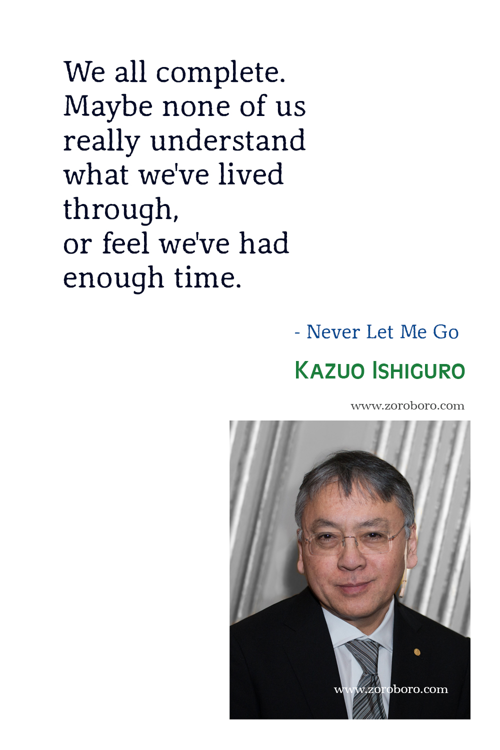 Kazuo Ishiguro Quotes, Kazuo Ishiguro Never Let Me Go Quotes, Kazuo Ishiguro Books Quotes, Kazuo Ishiguro The Remains of the Day Quotes.