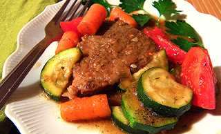 Swiss Steak and Veggies Garnished with Parsley